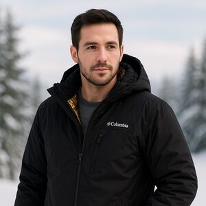 ⭐ Columbia Men’s Omni-Heat Infinity Hooded Winter Jacket – Black – XL